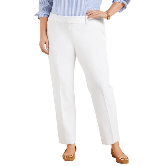 NWT talbots Hampshire ankle picket lined white dress pants stretch comfort 14 - Picture 1 of 9